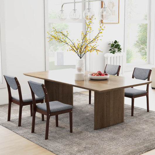 Set of 2 Wood Kitchen Chairs with Faux Leather Upholstered Seat-Coffee W2B