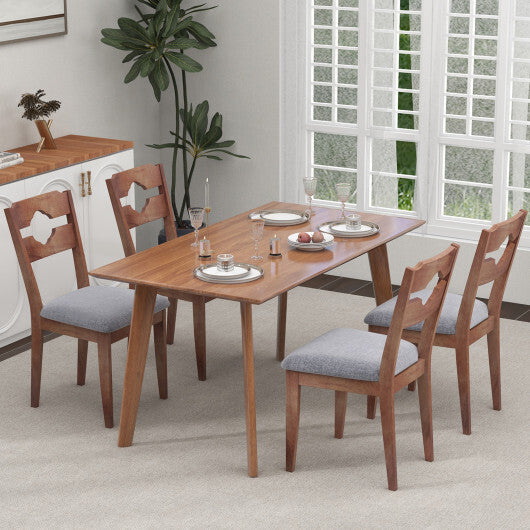 Dining Chair Set of 2 Fabric Upholstered Kitchen Chairs with Padded Seat and High Back-Gray W2B