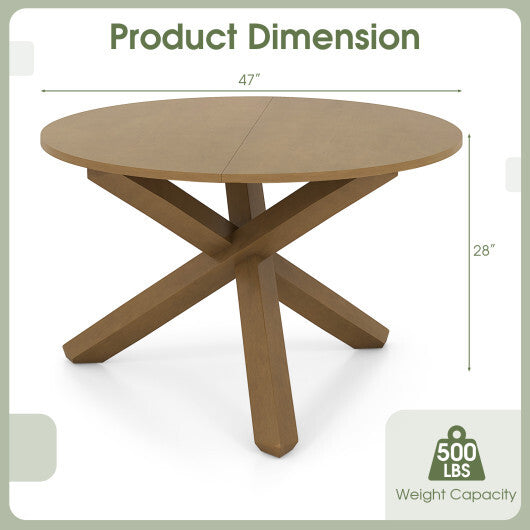 47 Inches Round Dining Table with Solid Acacia Wood Legs for 4-6 Person-Natural W2B