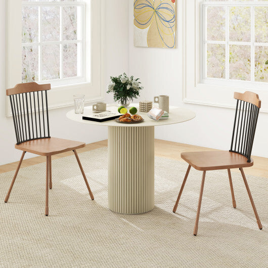 Dining Chair with Spindle Back and Ergonomic Contoured Seat Set of 2-Natural W2B