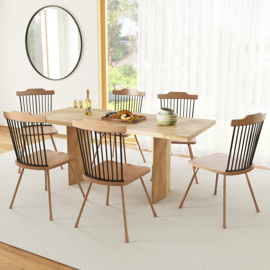 Dining Chair with Spindle Back and Ergonomic Contoured Seat Set of 2-Natural W2B