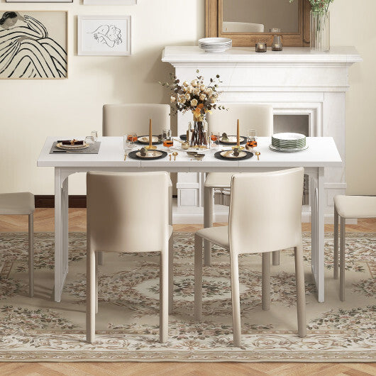 Dining Table for 6-8 People 63 Inch Rectangular Farmhouse Kitchen Table-White W2B