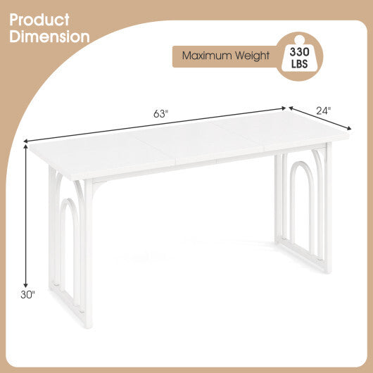 Dining Table for 6-8 People 63 Inch Rectangular Farmhouse Kitchen Table-White W2B