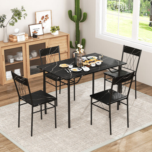 5-Piece Dining Table Set for 4 with Kitchen Table and 4 Dining Chairs-Black W2B