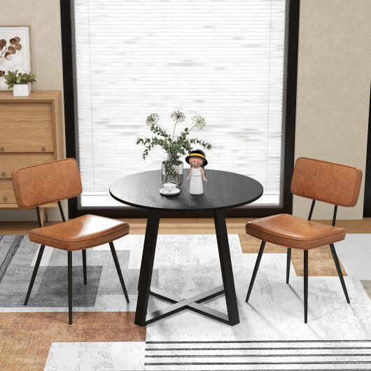 Dining Chair Set of 2 with Padded Backrest and Seat-Brown W2B