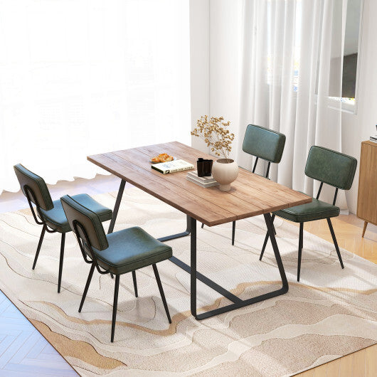 Dining Chair Set of 2 with Padded Backrest and Seat-Brown W2B