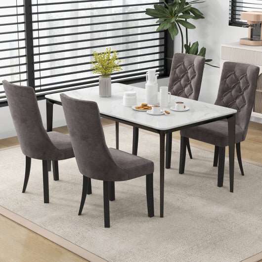 Tufted Dining Chairs Set of 2 with High Backrest and Padded Seat-Gray W2B