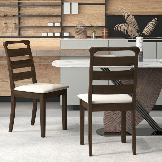 Polyester Upholstered Wooden Dining Chair Set of 2-Walnut W2B
