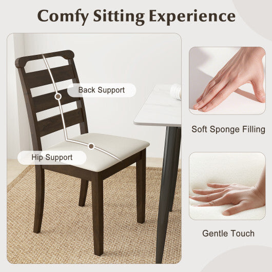 Polyester Upholstered Wooden Dining Chair Set of 2-Walnut W2B