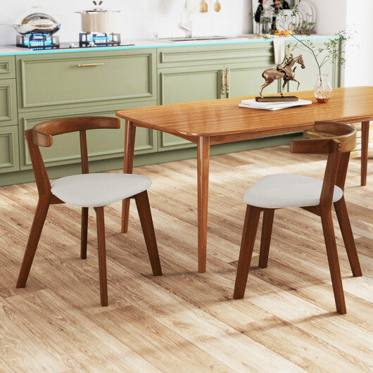Wood Dining Chair Set of 2 with Padded Seat and Curved Back-Walnut W2B