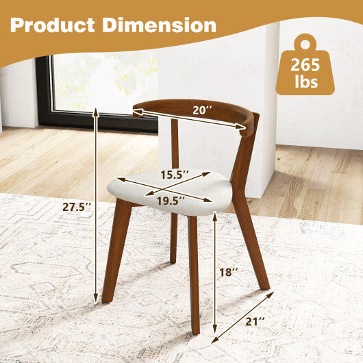 Wood Dining Chair Set of 2 with Padded Seat and Curved Back-Walnut W2B