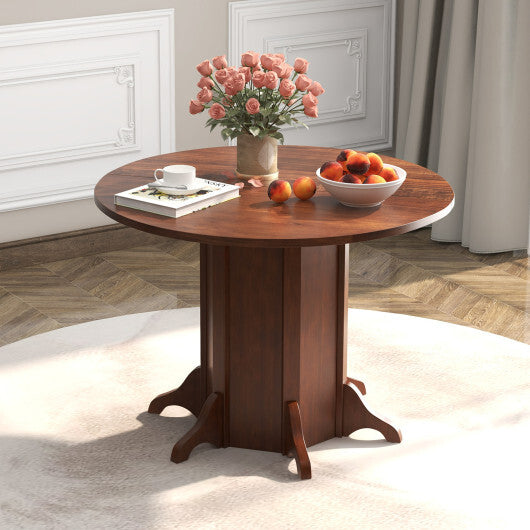 Round Dining Table with Pedestal Base for 4-6 People-Walnut