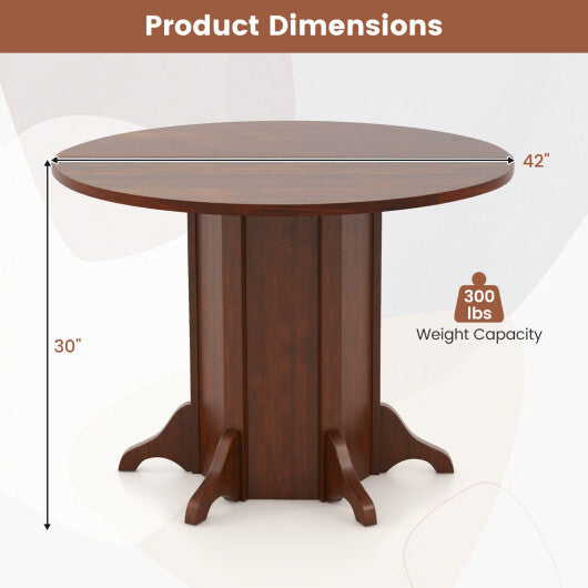 Round Dining Table with Pedestal Base for 4-6 People-Walnut W2B