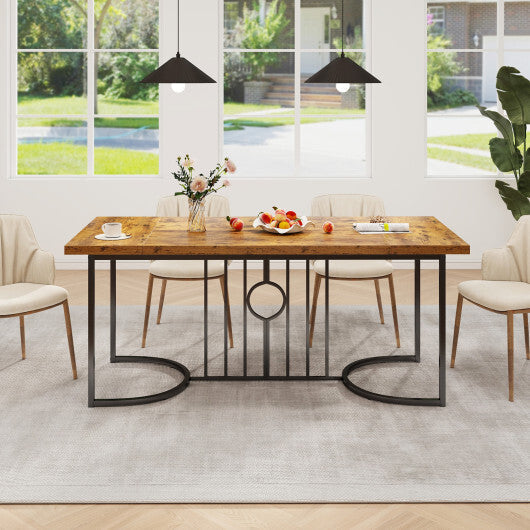71 Inch Large Dining Table for 6-8 People Rectangular Wood Kitchen Table-Rustic Brown W2B