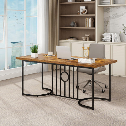 71 Inch Large Dining Table for 6-8 People Rectangular Wood Kitchen Table-Rustic Brown W2B