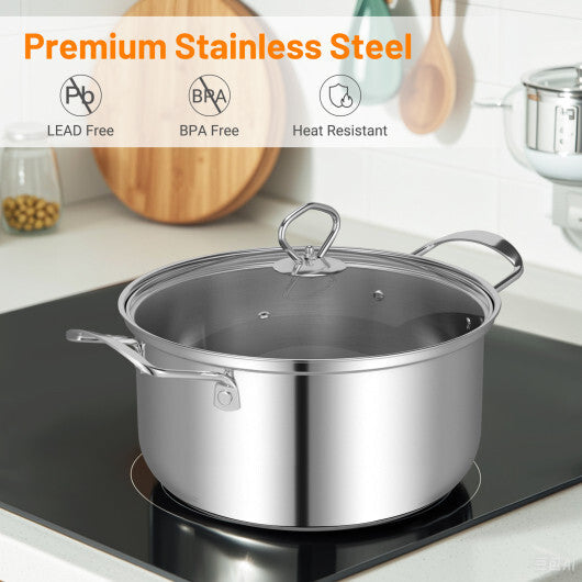 12 Piece Pots and Pans Set with Tempered Glass Lids and Handles W2B