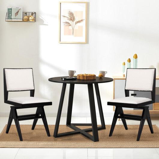 Swivel Wooden Dining Chair Set of 2 with Rubber Wood Frame and Padded Seat-Black W2B