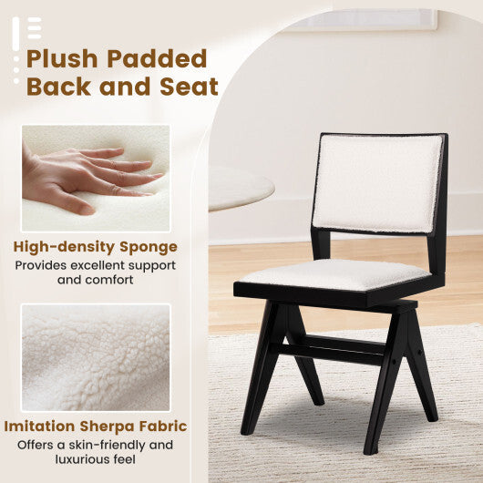 Swivel Wooden Dining Chair Set of 2 with Rubber Wood Frame and Padded Seat-Black W2B