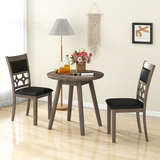Upholstered Dining Chair Set of 2 with Padded Backrest and Seat-Gray W2B