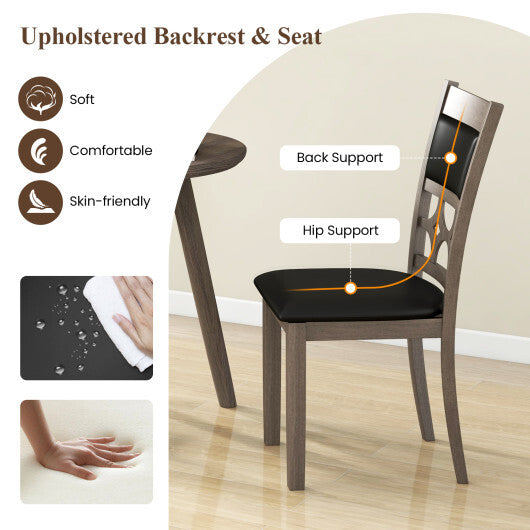 Upholstered Dining Chair Set of 2 with Padded Backrest and Seat-Gray W2B