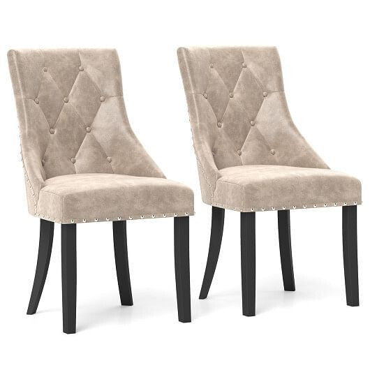 Tufted Wingback Upholstered Dining Chairs Set of 2-Light Brown LuxuryLifeWay Online Store