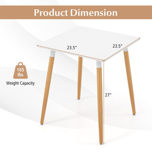 Square Dining Table with Adjustable Foot Pads for Dining Room Kitchen-White W2B