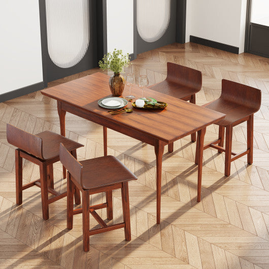 Swivel Dining Chair Set of 2 with Low Back and Curved Seat-Walnut W2B