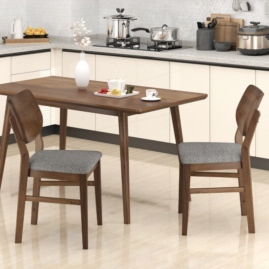 Farmhouse Upholstered Kitchen Chairs Set of 2 with Rubber Wood Frame-Gray W2B