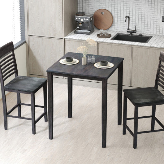 Square Dining Table with Solid Wood Frame for 4-Person-Black W2B
