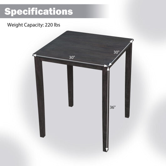 Square Dining Table with Solid Wood Frame for 4-Person-Black W2B