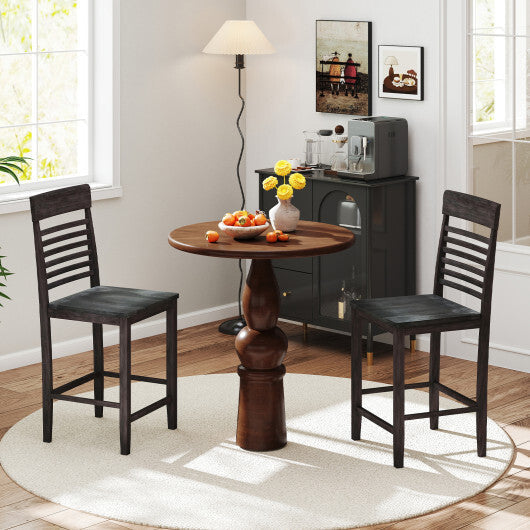 Dining Chair Set of 2 with Footrests and Solid Wood Frame-Gray W2B