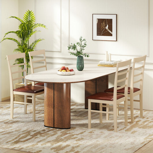 PU Leather Upholstered Armless Wooden Dining Chair Set of 2-White W2B