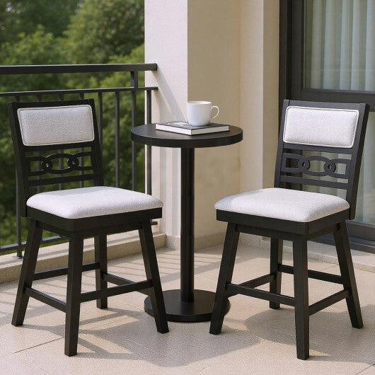 25 Inch Bar Stools Set of 2 with Upholstered Backrest and 360? Rotation Seat-Black W2B
