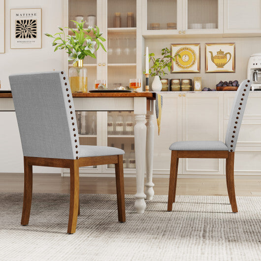 Set of 2 Upholstered Dining Chairs with Padded Seat for Living Room-Walnut W2B
