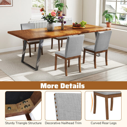 Set of 2 Upholstered Dining Chairs with Padded Seat for Living Room-Walnut W2B