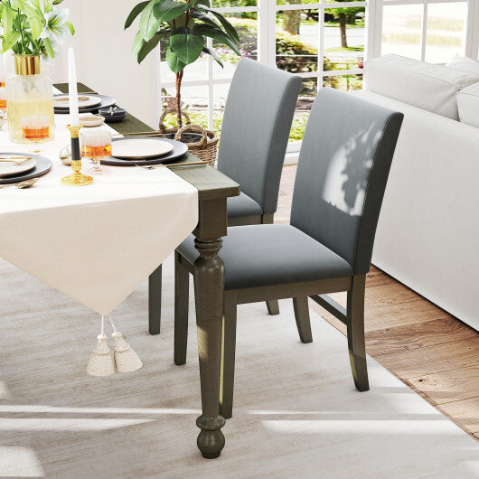Upholstered Dining Chairs Set of 2 with Rubber Wood Legs and High Back-Gray W2B