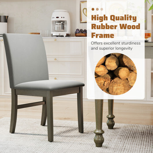 Upholstered Dining Chairs Set of 2 with Rubber Wood Legs and High Back-Gray W2B