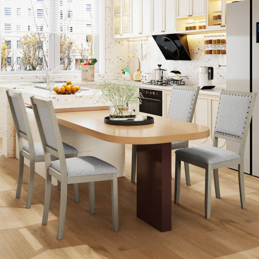 Farmhouse Dining Chair Set of 2 Fabric Upholstered Kitchen Chairs-Grey W2B