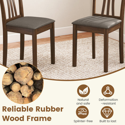Wooden Dining Chairs Set of 2 with Linen Fabric Upholstered and Rubber Wood Frame-Brown W2B