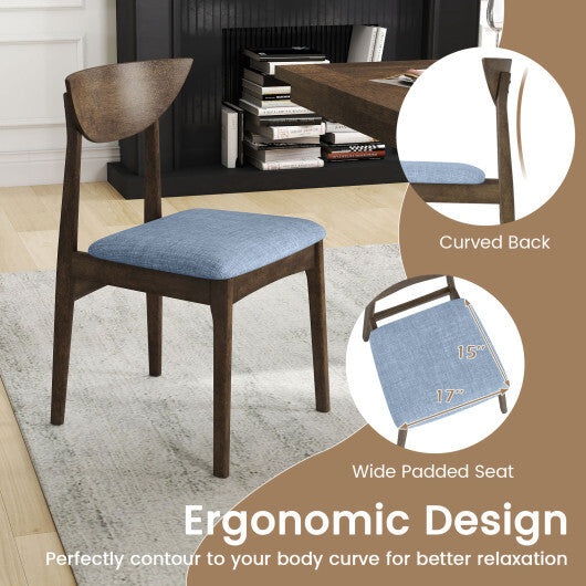 Wooden Dining Chair Set of 2 with Rubber Wood Leg-Brown W2B