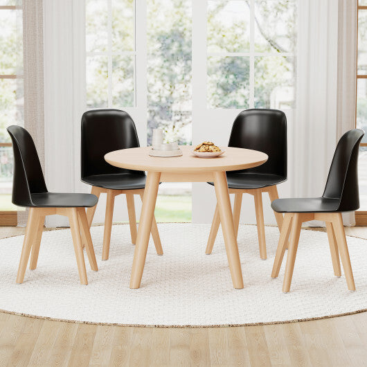 Modern Dining Chair Set of 2 with Solid Beech Wood Legs and Tilt Backrest-White W2B