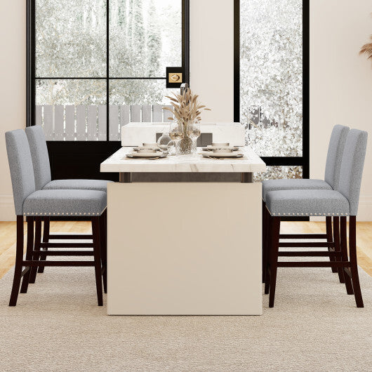 26 inch Counter Height Chairs Set of 2 with Padded Seat and Backrest-Gray W2B