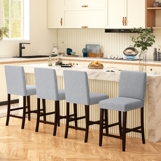 26 inch Counter Height Chairs Set of 2 with Padded Seat and Backrest-Gray W2B