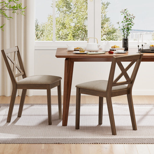 Dining Chair Set of 2 Modern Kitchen Chair with Upholstered Seat-Brown W2B