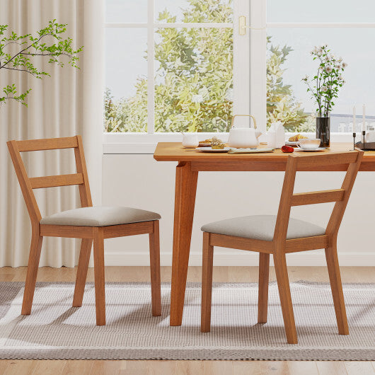 Wooden Dining Chair Set of 2 Farmhouse Kitchen Chair with Upholstered Seat-Brown W2B