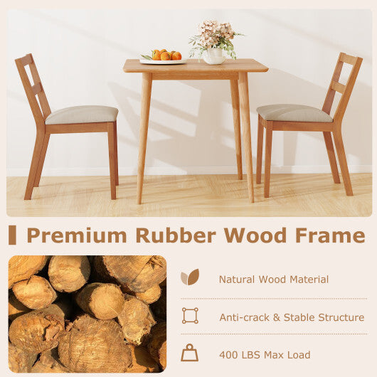 Wooden Dining Chair Set of 2 Farmhouse Kitchen Chair with Upholstered Seat-Brown W2B