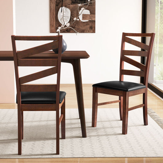 Dining Chairs Set of 2 Kitchen Side Chairs with Rubber Wood Legs-Walnut W2B