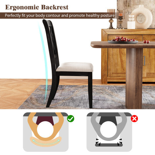 Dining Chairs Set of 2 Kitchen Side Chairs with Curved Cross Back-Beige W2B