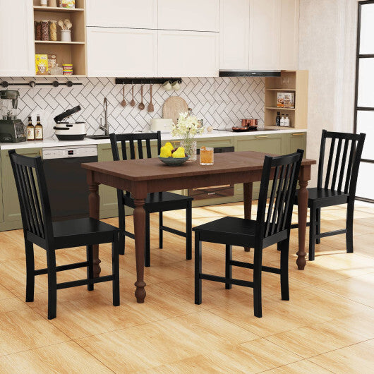 Rustic Dining Chairs Set of 2 Wooden Kitchen Chairs with Slat Tilt Backrest-black W2B