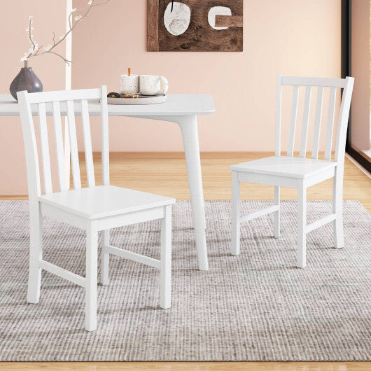 Rustic Dining Chairs Set of 2 Wooden Kitchen Chairs with Slat Tilt Backrest-black W2B